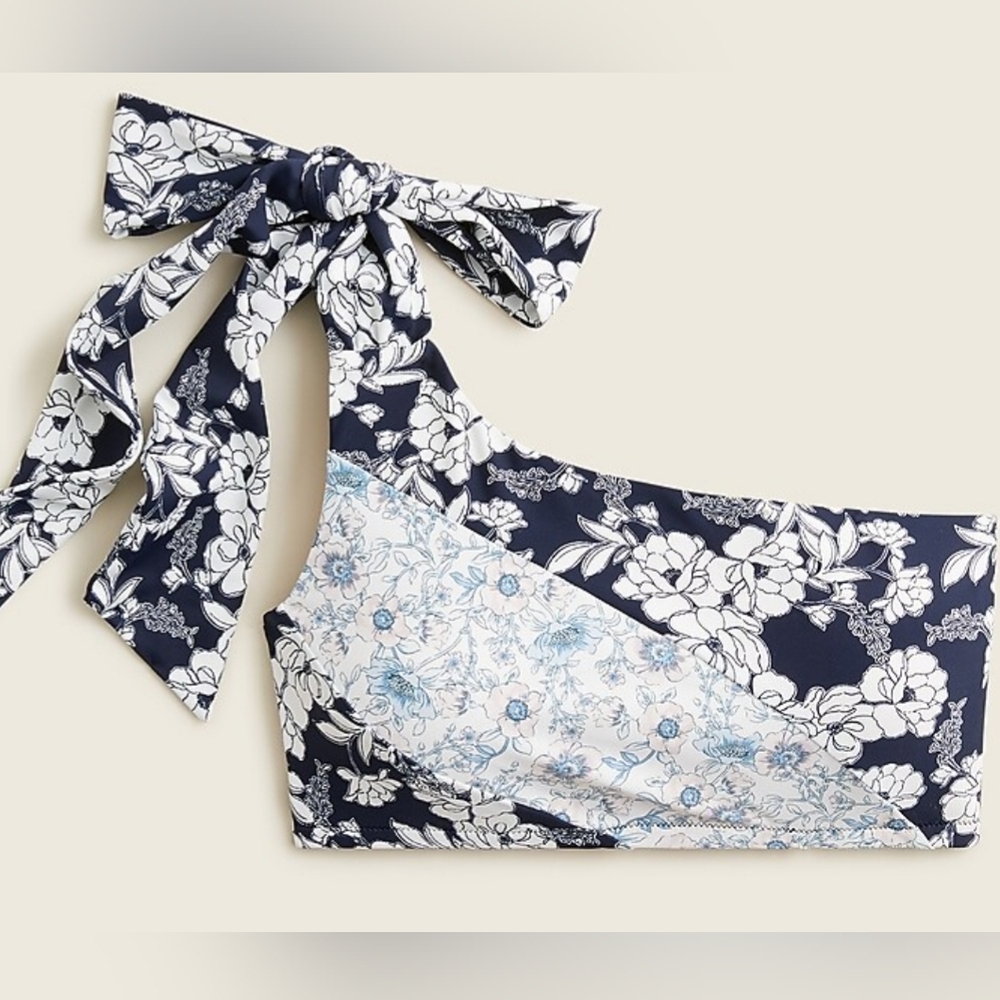 J. Crew One-shoulder Bikini Top in Mixed Magnolia Floral Sz XL